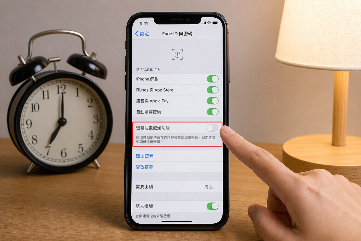 關閉螢幕注視感知功能
