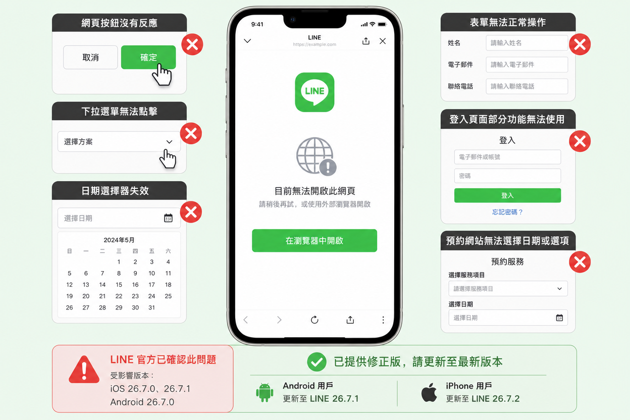  LINE 更新災情內建瀏覽器失效