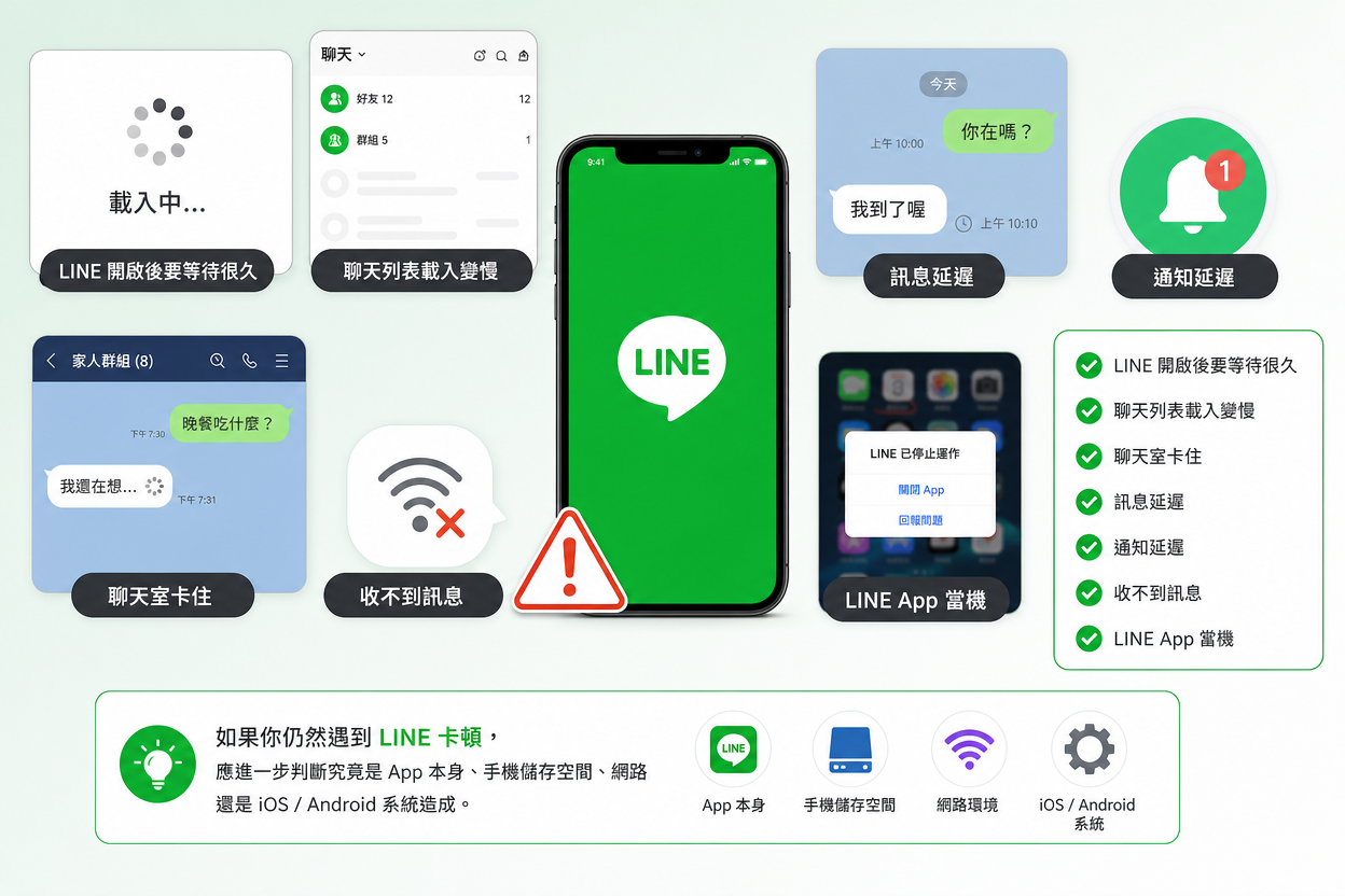  LINE 更新災情卡頓、當機、訊息延遲